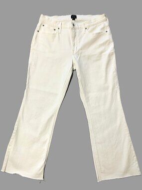 J.Crew Mid‑Rise Flare Crop White Jeans Women Size 31